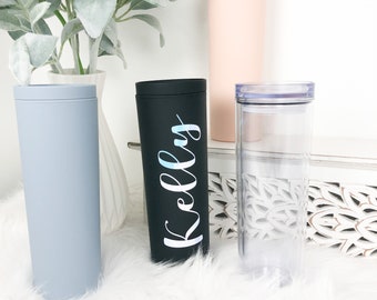 Personalized Tumbler with Straw | Skinny Acrylic Tumbler | Bridesmaid Gift | Bridal Party Gift | Insulated Tumbler |Bachelorette Party Favor