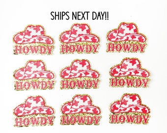 Howdy Patch, Pink Howdy Patch, Cowgirl Hat Patch, Iron On Patch, Trucker Hat Patch, Embroidery Patch, DIY Hat Patch, Western Patch,