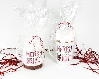 Christmas Gift, Merry and Bright, Gift for her, Employee Gift, Unisex Gift, Christmas Mug, Corporate Christmas Gift, Mug and Socks Gift