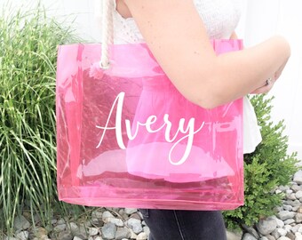 Bridesmaid Tote Bag, Holographic bag, Clear Bag, Beach Bag, Transparent Bag, Girls Weekend, Birthday Gift, Bachelorette Party, Reusable Bag