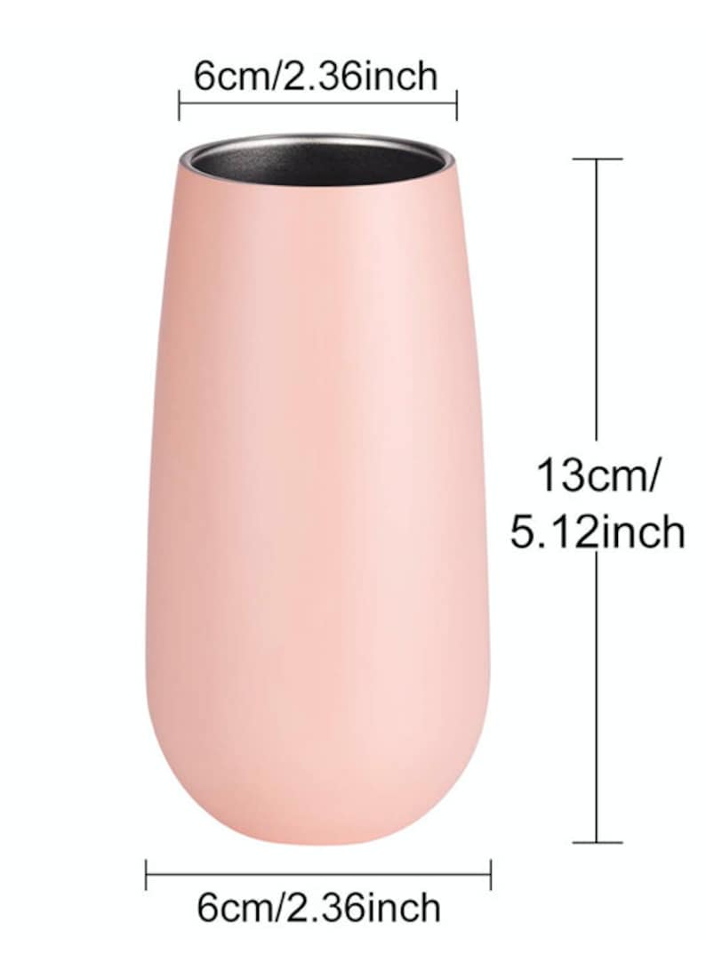 May include: A pink stainless steel tumbler with a silver lid. The tumbler is 5.12 inches tall and 2.36 inches wide.