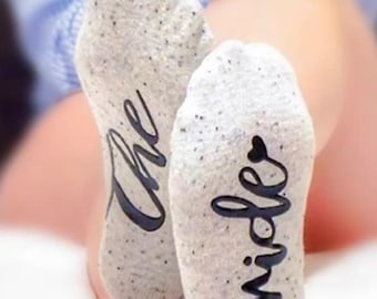 The Bride Socks, Bridal Party Socks, Wedding Socks, Bridesmaid Proposal Gift, Grip Socks, Bridesmaid Sock, Wedding Party Socks