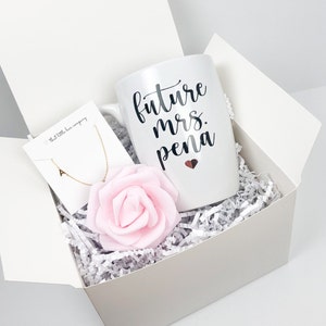 Future Mrs Gift, Engagement Gift, Gift for Bride, Personalized Jewelry, Bridal Gift Box, Personalized Mrs Mug, Personalized Engagement Gift