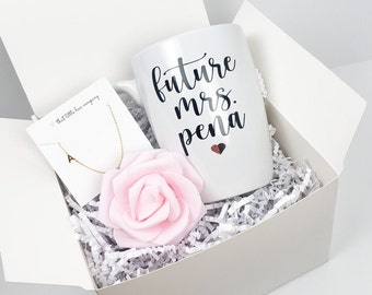 Future Mrs Gift, Engagement Gift, Gift for Bride, Personalized Jewelry, Bridal Gift Box, Personalized Mrs Mug, Personalized Engagement Gift