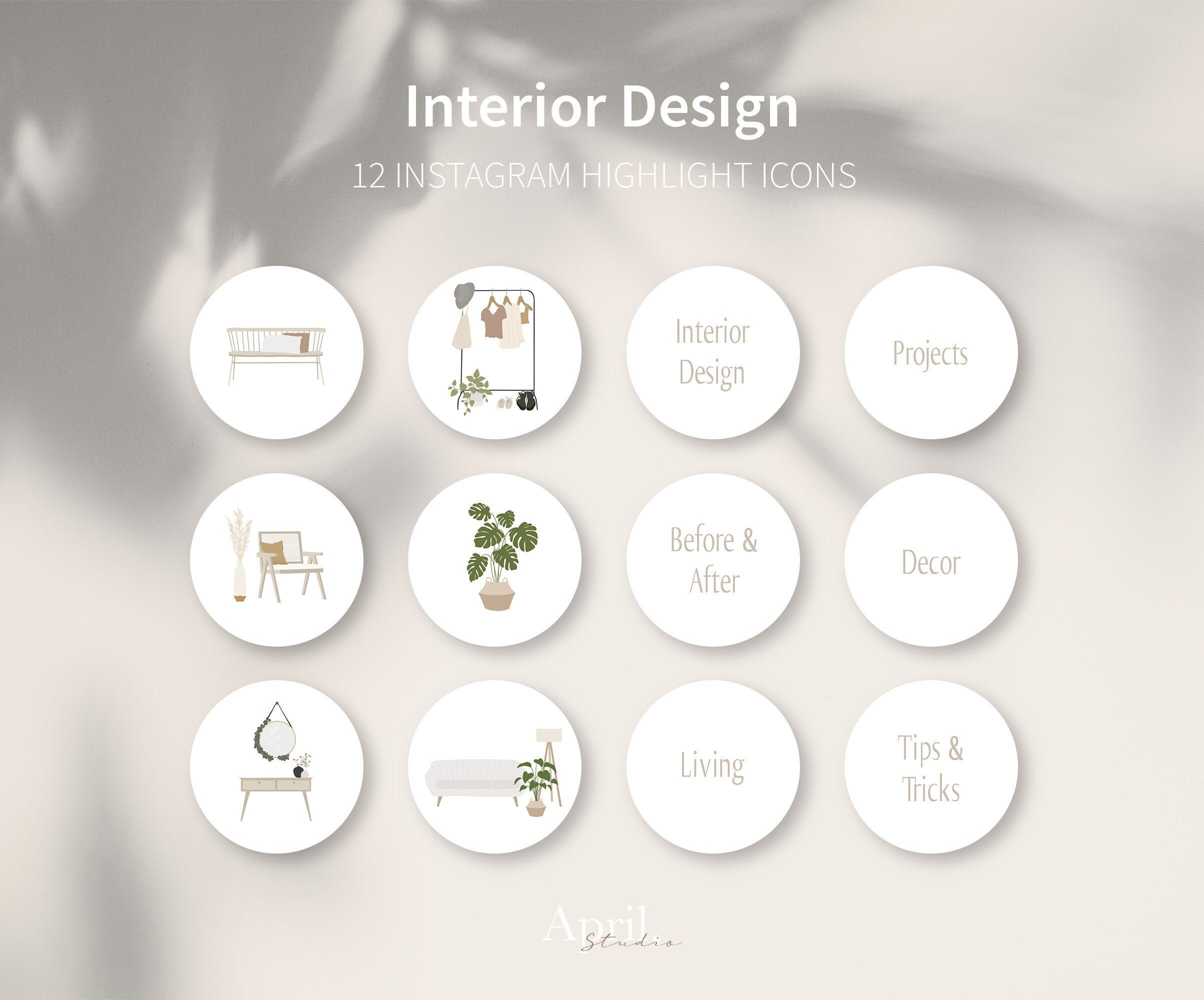 12 Interior Design Instagram Story Highlight Covers INSTANT | Etsy