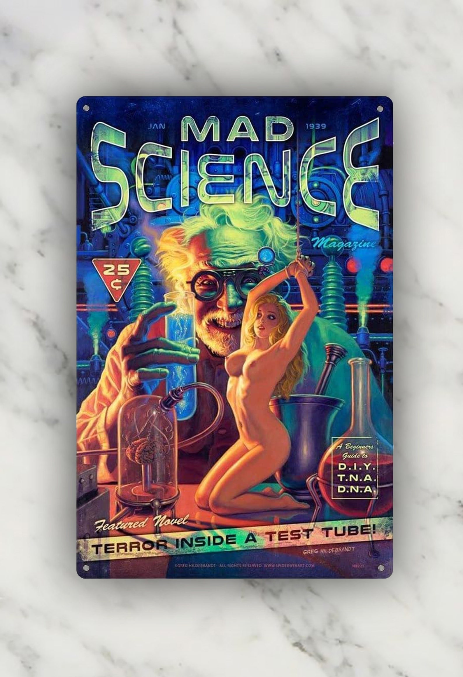 Metal Sign Mad Science & Alien Abduction Pin-up Girl Antique | Etsy
