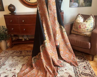 Antike französische Wolle Paisley Klavier tuch/Überwurf aus Frankreich um 1900.