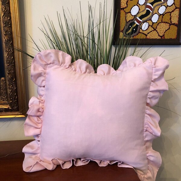 Ruffle Throw Pillow- PINK MINT main image 0