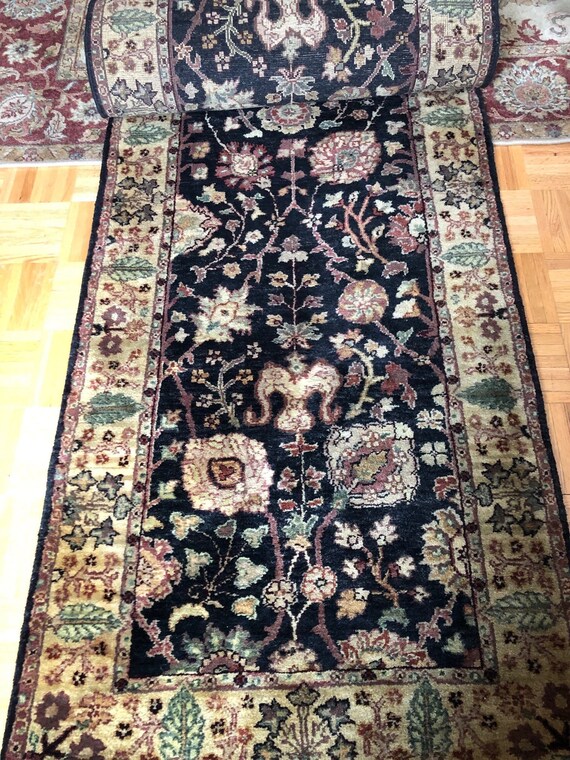 12 ft. long handmade Persian hall runner Black coloration. Etsy