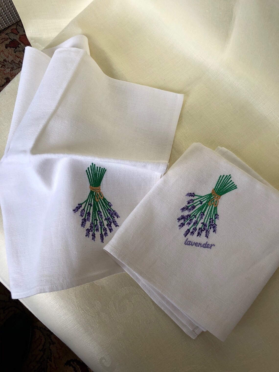Irish Linen/cotton Hand Embroidered Vtg Tea Towels Set of Two. Etsy