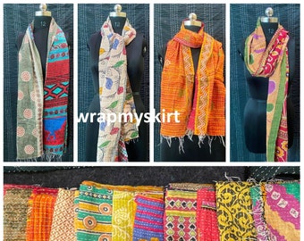 Vente sur foulard en coton Boho foulard indien Kantha foulards faits à la main, cadeau pour elle, foulard enveloppant, dupatta pour foulards femmes