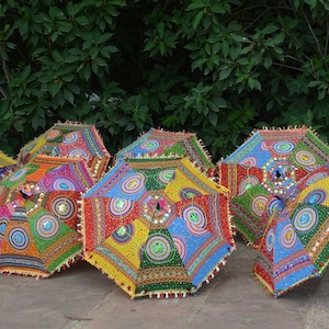 10 stuks mix partij Indiase bruiloft paraplu handgemaakte paraplu decoraties parasols katoenen paraplu&#39;s
