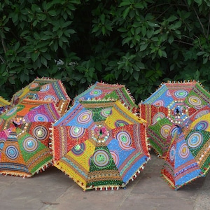 10 Pcs Mix Lot Indian Wedding Umbrella Handmade Umbrella Decorations Parasols Cotton Umbrellas image 1