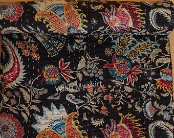 New Cotton Hand Stitched Quilt Kantha Throw Indian quilted bedding bedspread Bohemian Quilt Comforter Gifts Quilt