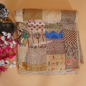 Bohemian Patchwork Quilt Kantha Quilt Handmade Vintage Quilts Boho King Size Bedding Throw Blanket Bedspread Quilting Hippie Quilts For Sale