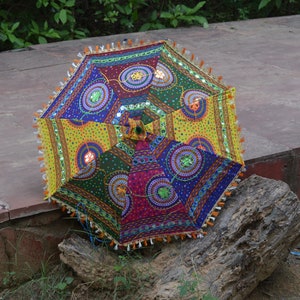 10 Pcs Mix Lot Indian Wedding Umbrella Handmade Umbrella Decorations Parasols Cotton Umbrellas image 2