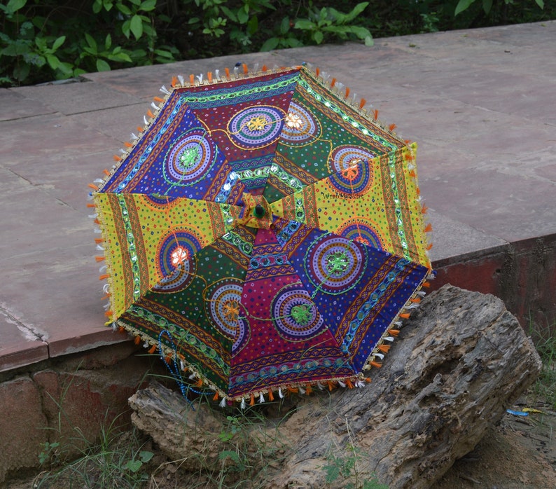 10 Pcs Mix Lot Indian Wedding Umbrella Handmade Umbrella Decorations Parasols Cotton Umbrellas image 2