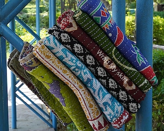 Wholesale Lot Of Indian Vintage Kantha Quilt Handmade Throw Reversible Blanket