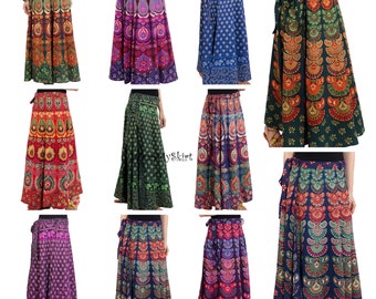 Faldas indias Faldas estampadas Faldas de algodón Faldas boho Faldas de verano Faldas indias hechas a mano Faldas boho Faldas hippies