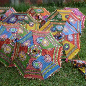 10 Pcs Mix Lot Indian Wedding Umbrella Handmade Umbrella Decorations Parasols Cotton Umbrellas image 8