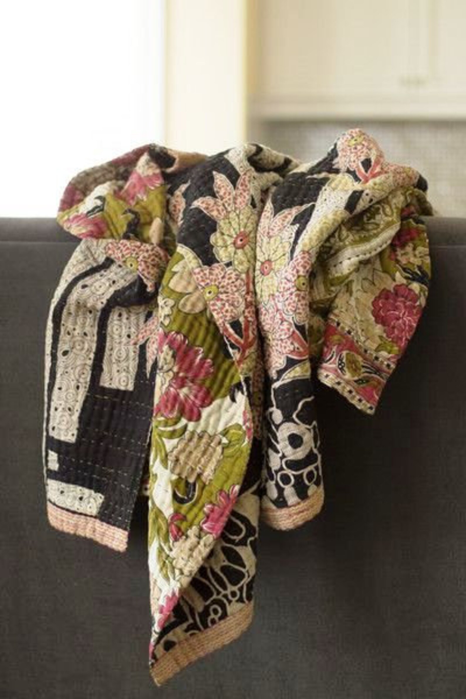 Solid Multi Color Kantha Quilt Cotton Kantha Quilt Handmade Etsy