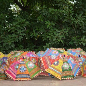 10 Pcs Mix Lot Indian Wedding Umbrella Handmade Umbrella Decorations Parasols Cotton Umbrellas image 4