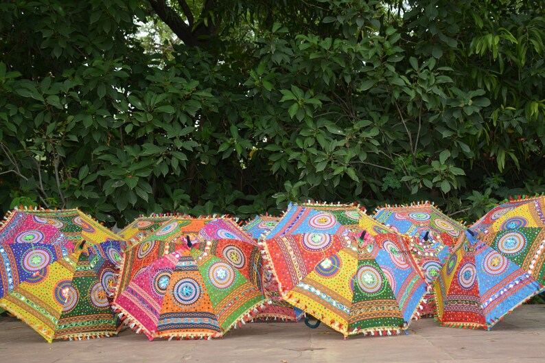 10 Pcs Mix Lot Indian Wedding Umbrella Handmade Umbrella Decorations Parasols Cotton Umbrellas image 4