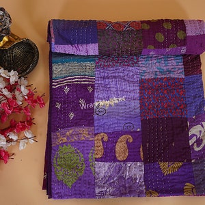 Bohemian Patchwork Quilt Kantha Quilt Handmade Vintage Quilts Boho King Size Bedding Throw Blanket Bedspread Quilting Hippie Quilts For Sale