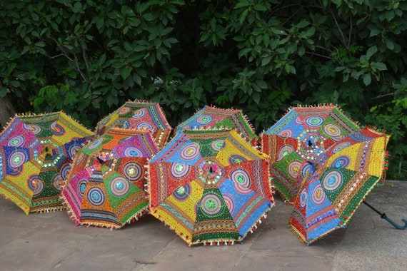 10 Pcs Mix Lot Indian Wedding Umbrella Handmade Umbrella Decorations Parasols Cotton Umbrellas