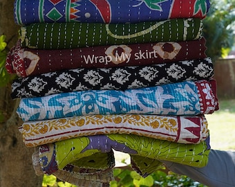 Wholesale Lot Of Indian Vintage Kantha Quilt Handmade Throw Reversible Blanket Bedspread Cotton Fabric Vintage quilts