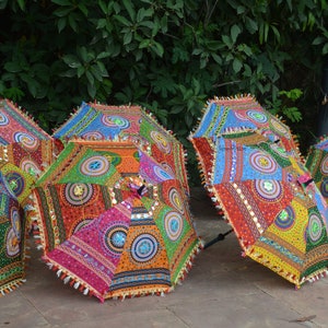 10 Pcs Mix Lot Indian Wedding Umbrella Handmade Umbrella Decorations Parasols Cotton Umbrellas image 7