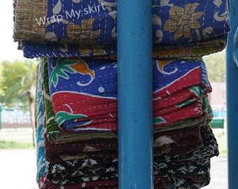 Wholesale Lot Vintage handmade Kantha Quilt, Sari Coverlet, Sundance Kantha Throw Recycle Fabric