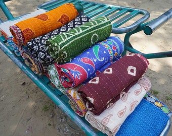 Wholesale Lot Of Indian Vintage Kantha Quilt Handmade Throw Reversible Blanket Bedspread Cotton Fabric BOHEMIAN quilt