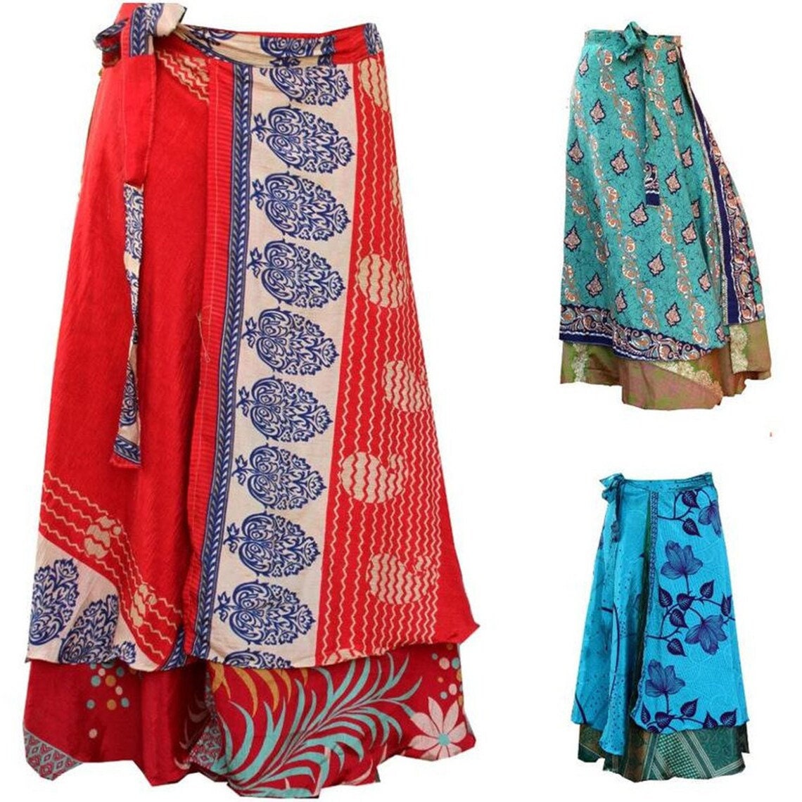BOHO SKIRT INDIAN Silk Skirts Maxi Long Skirt Bohemian Summer | Etsy