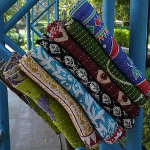 Floral Kantha Quilt Light Weighted bedding Artsian Blankets Eco Friendly Christmas Gift Soft Quilt