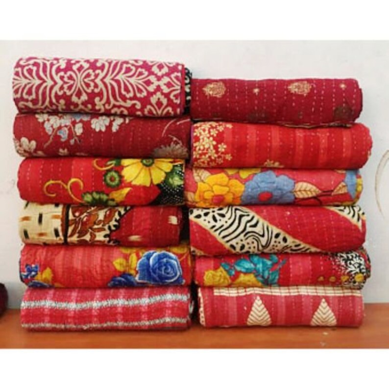 Solid Multi Color Kantha Quilt Cotton Kantha Quilt Handmade Etsy