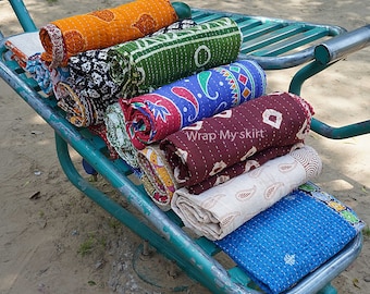 Wholesale Lot Vintage Kantha Quilt Throw Blanket, Antique Kantha Twin Bedspread Bedding, Boho Kantha Handmade Quilts