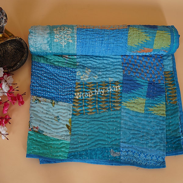 Bohemian Patchwork Quilt Kantha Quilt Handmade Vintage Quilts Boho King Size Bedding Throw Blanket Bedspread Quilting Hippie Quilts For Sale