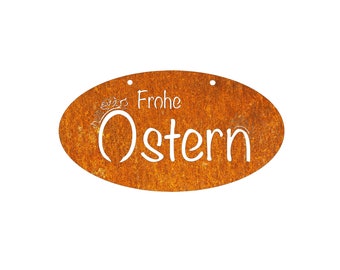 Osterdekoration "Frohe Ostern" Rostdekoration, Gartendekoration