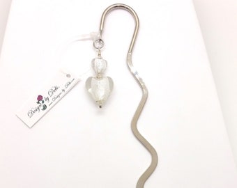 Silver Hearts Squiggle Metal Bookmark Handmade
