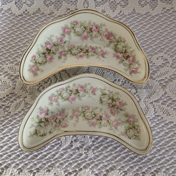 CLEARANCE PRICE! Vintage Bone Dishes Set of 2, Porcelain Dishes, Appetizer Dishes, Side Dishes, Collectible dishes, Jewelry Dish