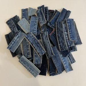Reclaimed Denim Waistband Sections: Assorted Blues, Craft Supplies (50 Pieces)