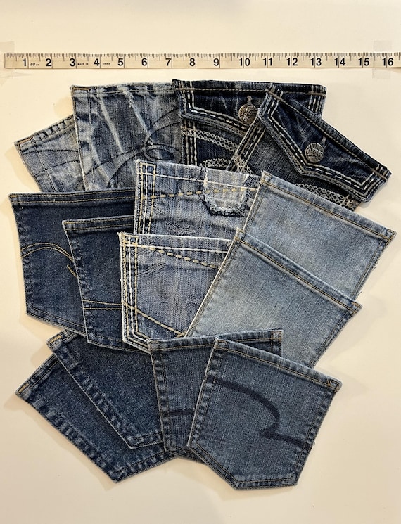 Denim Pocket Sets, Craft Supplies, Utensil Holders, Wedding and Party Favors, Replacement Pockets