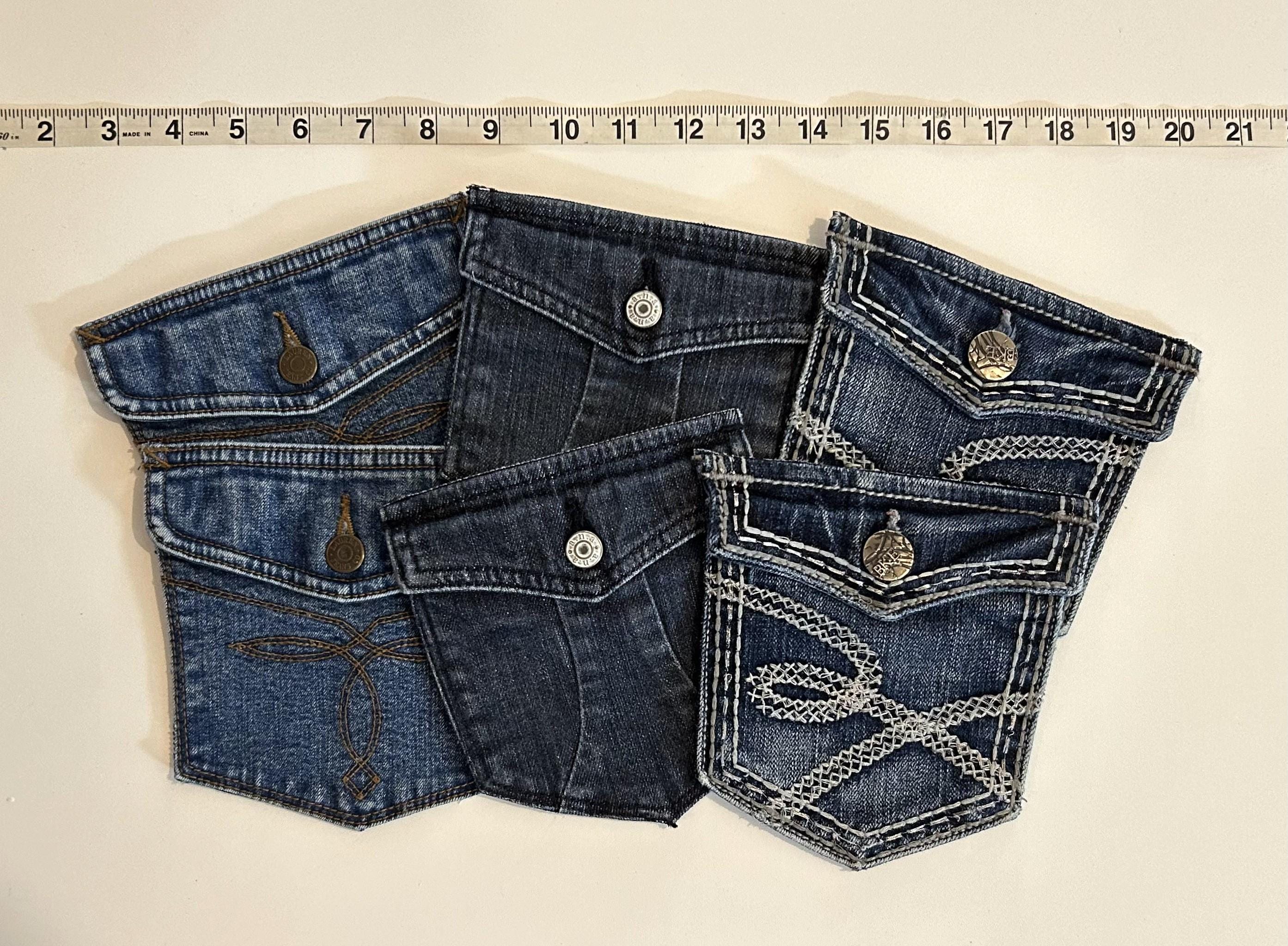 【AAKE】FLAP POCKET BRUSH DENIM Denim Pocket Sets With Button Closure, Reclaimed Denim