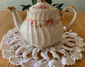 Rare 1940's Sadler-England Teapot, Pink Rose Pattern #3115A, Vintage Floral Teapot, Collectible Teapot