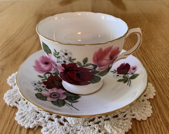Vintage Queen Anne Fine Bone China Teacup and Saucer Set, Made in England