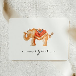 Viel Glück Postkarte | A6 | Geschenk Geburtstag Viel Glück Geburtstag Abschied Kollegen | Geburtstag | Aquarell Illustration | Handlettering
