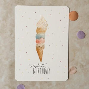 Postkarte Geburtstag Eis | A6 | Sweet Birthday | Geschenk | Geburtstagskarte | Geschenk Mama | Karte Mama Freunde | Handgemalt | Aquarell