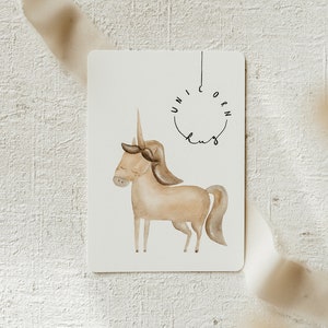 Einhorn Postkarte | A6 | Einladung Kindergeburtstag | Einhornparty | Aquarell Illustration | Kinderzimmer Dekoration | Print