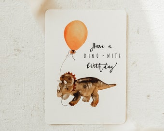 Dino Party Postcard | A6 | Birthday and Children's Birthday Invitation | Dino Party | Dino Birthday | Dino Watercolor | Handlettering